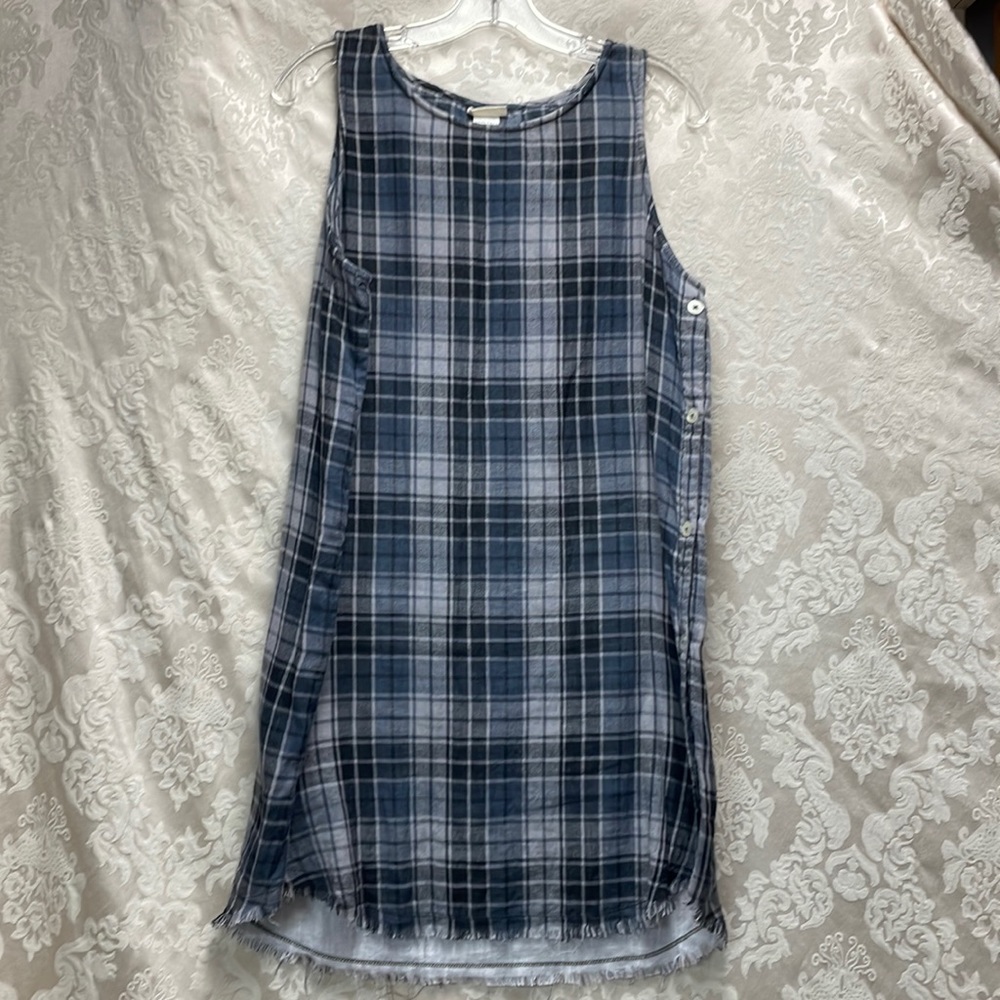 Natural Life Medium Black/Grey Plaid Side Button Jumper Dress